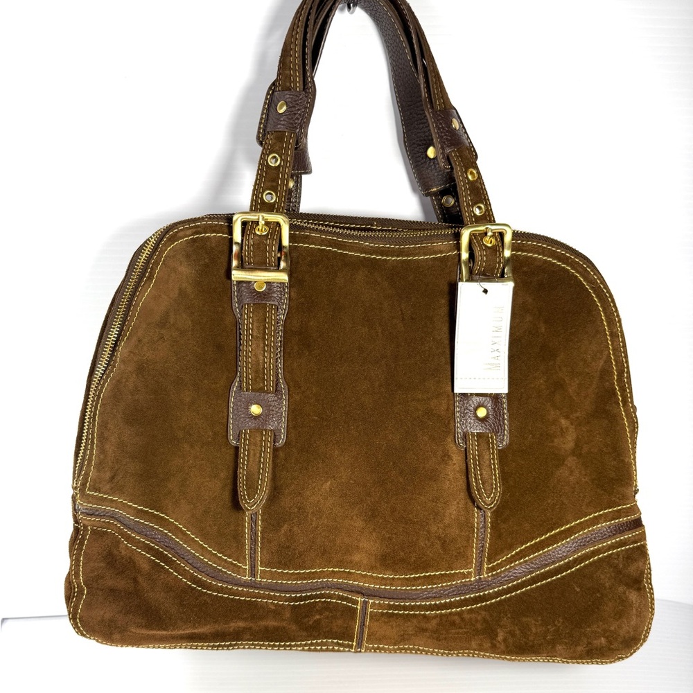 Brown Suede Maxximum Purse Large NWT